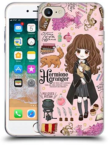 Head Case Designs Officially Licensed Harry Potter Hermione Pattern Deathly Hallows XXXVII Soft Gel Case Compatible With Apple iPhone 7/8 / SE 2020 & 2022