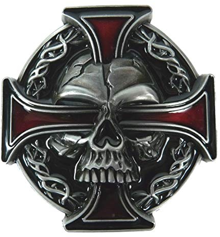 Alaani Skull Totenkopf rotes Eisernes Kreuz Gürtelschnalle Buckle
