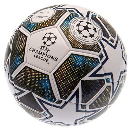 UEFA Champions League Fußball, Größe 5, offiziell lizenziert, Training, Match, Merchandise, Sammlerstück für Kinder und Erwachsene, tolles Fußballgeschenk, Weiß/Blau/Grün