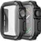 Adepoy 2 Pack Rugged Case Compatible for Apple Watch 38mm Series 3/2/1 with Tempered Glass Screen Protector, Military All Around Hard TPU Protective Cover Case Shockproof Bumper for iWatch Men 38mm