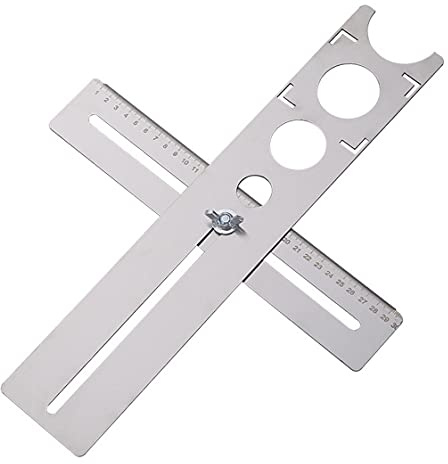 XLKJ Multi Angle Messlineal Einstellbarer Fliesenlochsucher Keramik Fliesen Loch Edelstahl Bohrlochmesswerkzeug für Tischler Fliesenleger