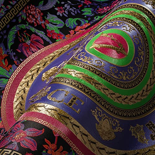 VERSACE WALLPAPER Blumen Luxus Tapete Floral 387051 Bunt Pink Grün Gold Schwarz Ranken Kreise10,05x0,70m Made in Germany