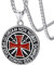 FaithHeart Collana Croce Uomo Rosso Ciondolo Sigillo Cavalieri Templari Medaglione Collana con Croce di Gerusalemme Scudo Collana Uomo Acciaio Impermeabile Non Sbiadisce