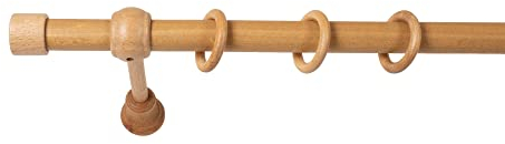 SN Deco - Stilgarnitur Gardinenstange Vorhangstange Filigrano, Holz, 28 mm, 1-Lauf, Komplettset mit Ringen, 140 cm (Eiche)