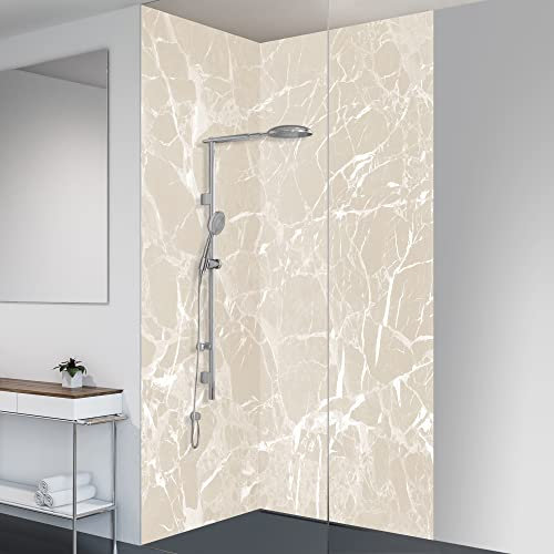 yourplate Duschrückwände mit individueller Größe (2 Rückwände – Premium Nano Matt – st35) – Duschrückwand Alu mit Feuchtigkeitsschutz – Rückwand Dusche zur einfachen Montage