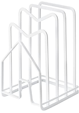 Kepuarm Soporte para tabla de cortar, organizador de tabla de cortar, soporte para tapa de sartén, estante de almacenamiento de drenaje para encimera de cocina (blanco)