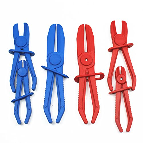 Schlauchklemmenzange, 6 tlg Schlauch Abklemmzange, Schlauchklemmen Zangen Set, Abklemmen Zange Set, Schlauch Klemmzange zum Abklemmen von Kühlschläuchen, Brems- und Benzinleitungen,zangen set,Rot&Blau