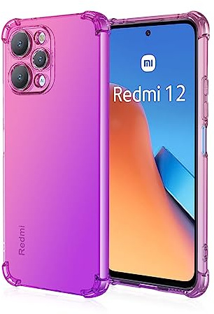 HONLEN Custodia per Redmi 12 (4G) / Redmi 12 5G Case, (6.79 Inches) Trasparente Sfumato TPU Silicone Progettata, 4 Angoli rinforzati Case