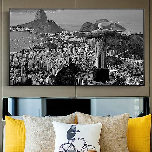 TANYANG New York Brooklyn Brücke Brasilien Rio De Janeiro Leinwandbilder Malerei Großformatige Nachtansicht Stadtlandschaft Wandbild 60X90Cm Kein Rahmen