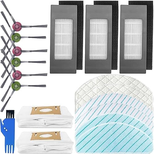 EATBALE Replacement Parts for Ecovacs DEEBOT OZMO N8 N8+ N8 Pro N8 Pro+ T8 T8+ T8 AIVI T8 AIVI+ T9 T9MAX T9 Power Robot Vacuum Cleaner, Accessories Side Brush, Filter, Mop Cloth, Dust Bag (17Pcs)
