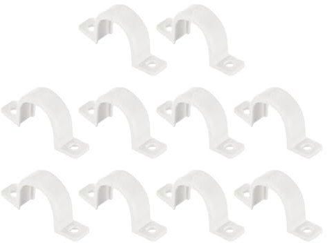 uxcell PVC Pipe Straps, 50pcs 20mm(3/4) Conduit Clamp Clip Two Hole Plastic Straps for Pipes Cables