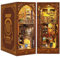 Quanquer Book Nook : Maison de poupée Miniature en Bois avec Meubles et lumière LED, bibliothèque de Sauge, Puzzle en Bois 3D, kit de Construction pour Les Personnes de 14 Ans+