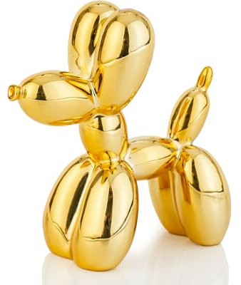 AMOIENSIS 10,2 cm glänzender Ballon Hund Statue, Tierskulptur aus verzinktem Goldballon, kleine Snacks für Regaldekoration, kleines eklektisches Desktop-Dekor, lebendiger Ballonhund
