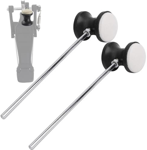 Hsthe Sea Trommelschlägel für Doppel Bassdrum Pedal, 180 mm Edelstahlgriff, Trommel Percussion Teile Zubehör, 2 Stück