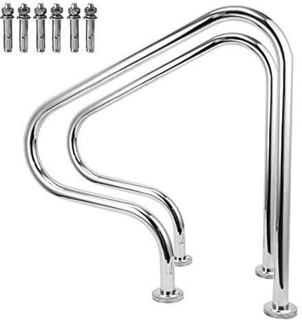 TQVLNMCR Corrimano per Piscinahiera per Piscine in Acciaio Inossidabile - Kit Completo, Corrimano Di Transizione per Piscina Montati su Ponte, per Piscine Rotonde Interrate da Giardino Spa/2 - Pz
