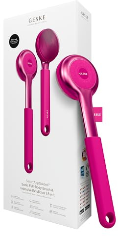 GESKE Sonic Full-Body Brush & Intensive Exfoliator 8 in 1 | Körperreinigung | Elektrische Körperreinigungsbürste & Intensivpeeling | SmartSonic Pulsations | Weiche Silikonnoppen & Peeling-Aufsatz
