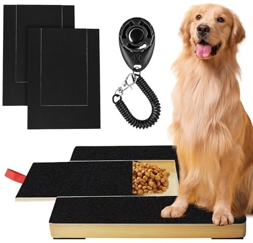 TOATELU Tabla Rascador Multifuncional para Perros: Con Entrenador Clicker y 2 Hojas de Repuesto, Papel de Lija para Cuidado de Uñas de Mascotas