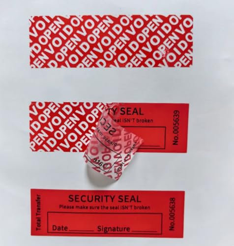 100 Stück Void Aufkleber, manipulationssicher, beschreibbares Sicherheitssiegel, Sicherheitsetiketten, (2,5 x 8 cm, rot)