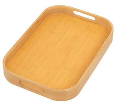 Vassoio da portata in bambù con manici - legno, cucina, colazione, tè, tavolino da caffè, decorativo per letto