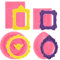 COMNICO Lot de 4 moules à fondant en silicone pour cadre photo - Style baroque - Rose - Moule à gâteau vintage - Moule à cadre en argile polymère - Pour cupcakes et bonbons
