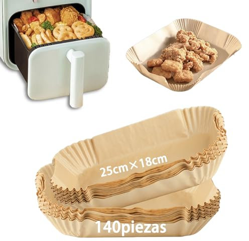 140 Pièces Papier Cuisson Air Fryer, Papier Sulfurisé pour Air Fryer, Papier pour Air Fryer, Tapis de Cuisson en Papier Sulfurisé Antiadhésif Compatibles avec Ninja Dual Zone AF300UK AF400UK Tower