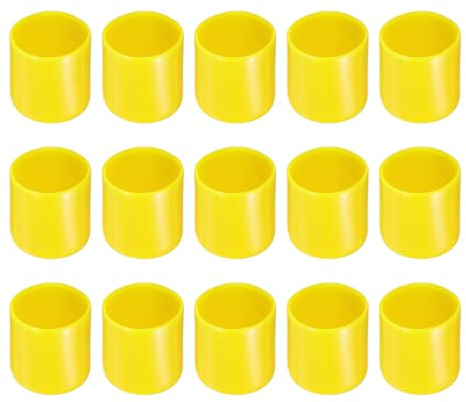 Rebower 25 Stück PVC Endkappen, 25mm ID Abdeckkappen, Rund PVC Stopfen, Schutzkappen für Schrauben, Gewindebolzen, Möbelfüße, Zaunpfosten, Drahtseile, Rohr, Gelb