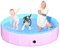 CACSPS Piscine Pliante pour Chien 180x30 cm - Piscine pour Enfants en Plastique Rigide Pliable pour Chiens et Enfants, Baignoire antidérapante pour Animaux de Compagnie (Rose)