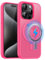 MOBESV Cover Magnetica per iPhone 15 PRO Max 6,7 Pollici, Custodia Compatibile con MagSafe, Cover Traslucida Opaca Posteriore Sottile Antiurto, Rosa Acceso