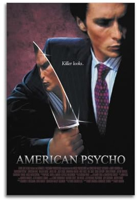 LUEXUHEY American Psycho Horror-Film-Poster, Leinwand-Kunstdrucke für Wohnzimmer, Schlafzimmer, moderne Heimdekoration, Geschenk, 40 x 60 cm, ungerahmter Stil
