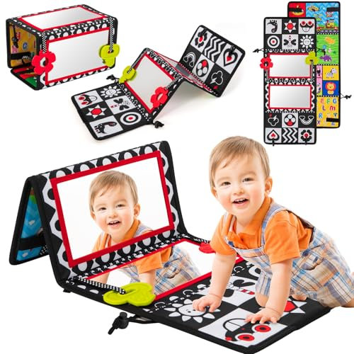 Zosenyer Baby Spiegel, Montessori Kontrast Spielzeug Baby ab 0 3 6 9 Monate, Sensorik Spielzeug Kann Aktivität und Spiele Fördern Neugeborene