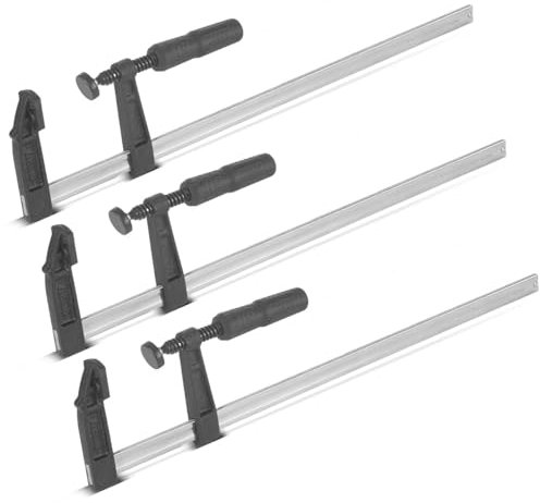 STAHLWERK 3 abrazaderas de 80 x 500 mm | potente abrazadera de acero y plástico | Fzwinge para fijar piezas de trabajo |virola estable con envergadura 500 mm, profundidad de sujeción 80 mm