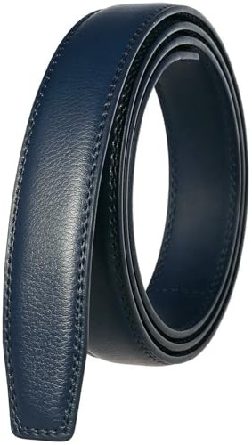 QDLTGBD GüRtel Herren 3,0 cm 3,1 Ledergürtel Ohne Schnallen Business Belt Man Automatischen Schnallenkopf-blau-120