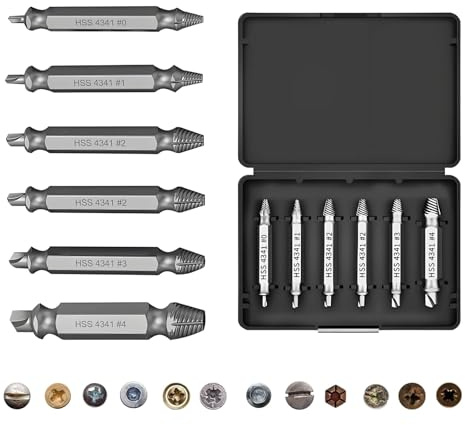 Nevoluxer Estrattore Viti Danneggiate Set 6 Pezzi per Viti Spanate o Rotte, Kit Professionale per Rimozione Viti Spelate