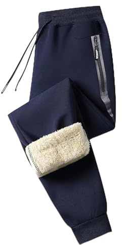 Tansozer Jogginghose Herren Baumwolle Winter Fleece Herren Hose Sporthose Herren mit Reißverschluss Taschen