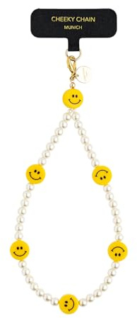 Cheeky Chain Handyanhänger Smiley creampearl/gelb, one Size