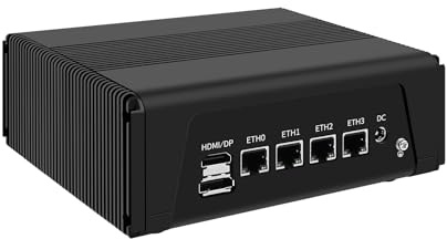 Micro Firewall Appliance, Mini PC, Mikrotik, OPNsense, VPN, Router PC, AMD Ryzen 5 5500U, RJ11, 4 x Intel 2.5GbE I226-V LAN, Type-C, TF, HDMI, DP, 4G RAM, 128G SSD
