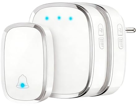 Nydunce Campanello Senza Fili Kit da Esterno Impermeabile IP44-1 Trasmettitore + 2 Ricevitori, Portata 300M, 36 Suonerie, Doppia Copertura per Casa Grande, Ufficio