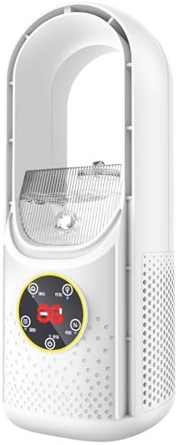 Sulobom Rotorloser Ventilator,Turmventilator Leise,3-in-1 leiser Luftkühler & Luftbefeuchter, 6 Windgeschwindigkeiten & 6H Timer, Kühlnebel, 7 LED-Farben, tragbar für Zuhause, Büro & Reisen (Blau)
