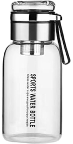 Lawnrden Tea Bottle with Infuser, Glass Water Bottles, 750ml Heat/Cold-Resistant Tea Bottle with Infuser, Portable Transparent Glass Cup with Leakproof Lid and Handle Strap for Travel Sport Outdoor