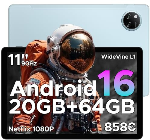 DOOGEETab TAB A9+ Android 16,11 Inch Tablet & Gemini AI, 8580mAh & T7200 Octa Core Android Tablets, 20GB+64GB/2TB, 90Hz,Eye Protection, Widevine L1|Face ID|13MP+5MP|5G WiFi|GPS|FM|OTG