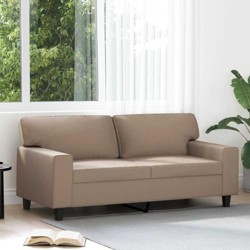 sephironlbb 2-Sitzer-Sofa Cappuccino-Braun Kunstleder 140 cm Breite mit Metallgestell, gepolstertem Sitz, modernes Design, ideal für Wohnzimmer, Gästezimmer, Lounge und Entspannung