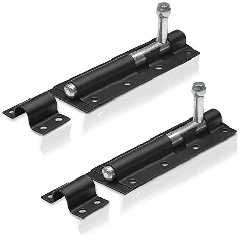 XFORT® 2 Pack Heavy Duty Tower Lock Black 200mm (8), Strong Black Coated Door Barrel, Durable Slide Bolt for Increasing Security on Garden Gates & Shed Doors.