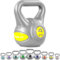 MOVIT Kettlebell STYLISH Grey, Kugelhantel mit Bodenschonender Kunststoffhülle, 2 bis 20 kg, Schadstoffgeprüft, 4 kg Gelb