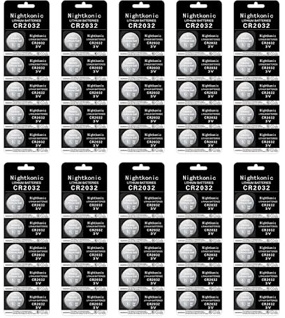 Nightkonic 50 pcs Pack - CR2032 3v Lithium Button Cell Coin 2032 Battery