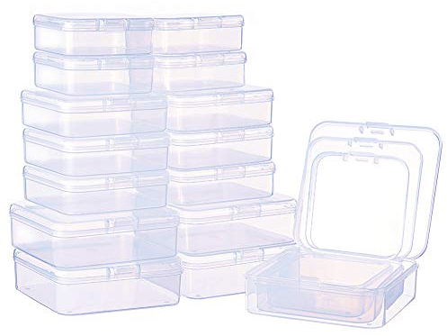 BENECREAT 27 PACK Mixed size Rectangle Mini Clear Plastic Bead Storage Containers Box Case with lid for Items,Pills,Herbs,Tiny Bead,Jewerlry Findings, and Other Small Items