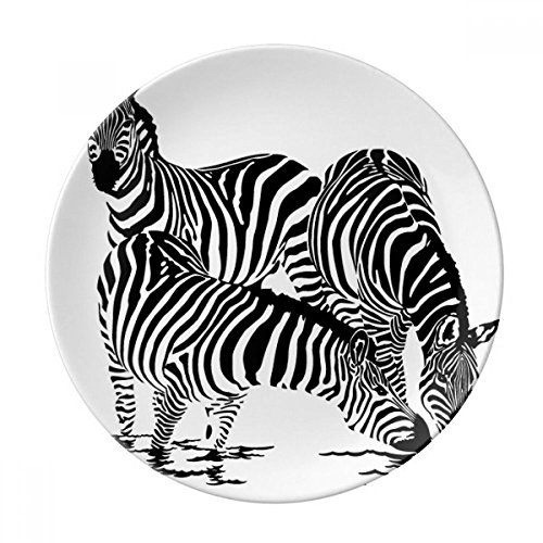DIYthinker Simple décoratif Zèbres Animaux Porcelaine Assiette à Dessert 8 Pouces Dîner Accueil Cadeau 21cm diamètre Multicolor