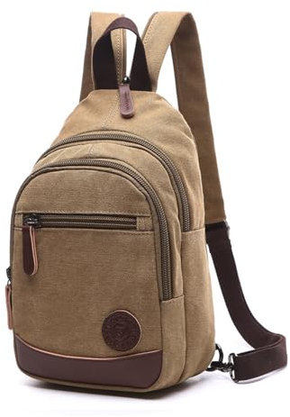 FANDARE Unisexo Bolsa de Pecho Lona Mochilas Bolsos de Hombre Mujer Bolsos Cruzados Lona Sling Bag Bolsa Deportiva de Hombro Bolsa de Honda Mochila para Viaje Trabajo Escuela Acampada Ciclismo
