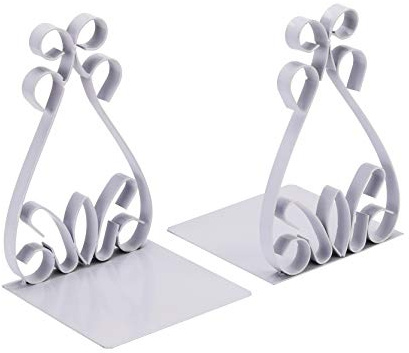 NEUN WELTEN Flat Iron Bookends for Shelves, Heavy Cookbooks, Office and Desk (White)