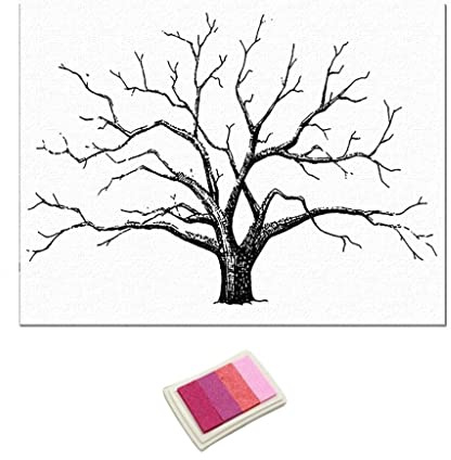 LOVIVER DIY Fingerabdruck Hochzeitsbaum Gästebuch Hochzeitsdeko, Rosa