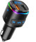 ORIA Transmisor FM Bluetooth para Coche, Adaptador de Radio Inalámbrico con Siri Asistente, Reproductor MP3 Adaptador Receptor con QC3.0 Cargador, Manos Libres para Coche, 7 Colores de Luz RGB